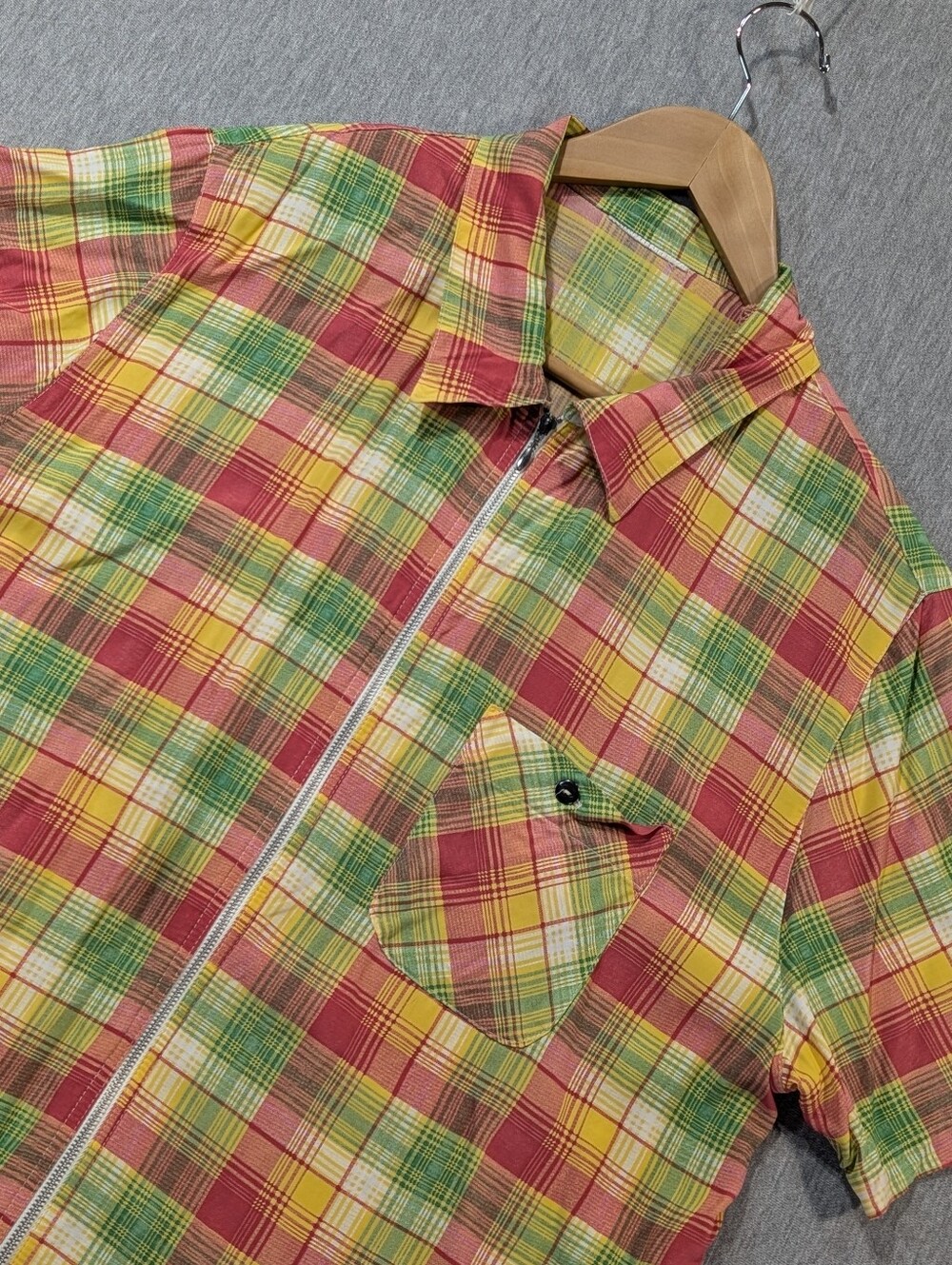 Outdoor Full Zip Plaid Shirt Women's XL Red Yellow Full Zip Front
